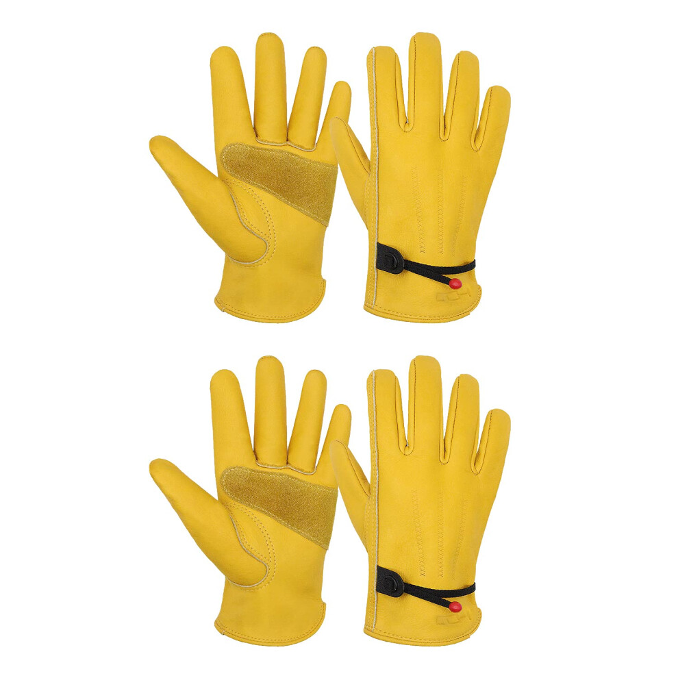 Cowhide Leather Work Gloves 2 Pairs For Men And Women, Durable Grip For Construction Gardening 9310869726968