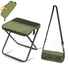 Folding Backpack Stool with Dual Storage Bag, Lightweight Camping Chair with Adjustable Shoulder Strap, Green