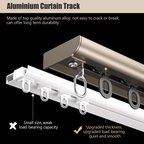 Ceiling Curtain Track System with Smooth Gliding Rollers, MultiLength Options Room Divider Rod 1