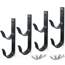 4 PCS Heavy Duty Aluminum Pool Pole Hangers Black RustResistant Holders with Screws for Skimmers Brushes Nets