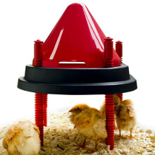 Adjustable Chick Brooder Heating Plate with AntiRoost Cone Roof and 4 Feeder Ports, 10x10 Warms 15 Chicks