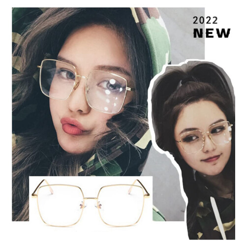 Oversized Square Blue Light Blocking Computer Glasses for Men and Women Black Metal Frame 2