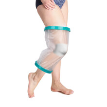 Waterproof Knee Cast Cover for Shower, Reusable Silicone Protector with 100% Waterproof Seal for Surgery and Wound Care