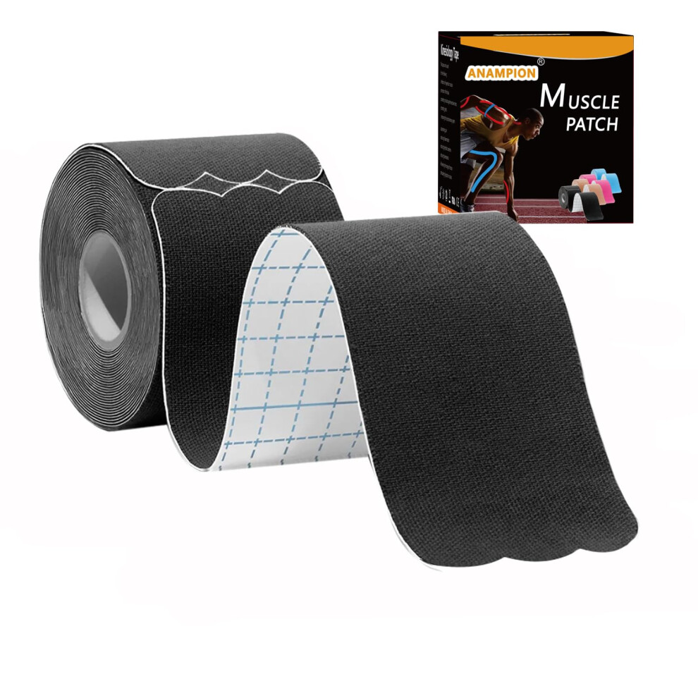 Black Waterproof Precut Kinesiology Tape 20 Strips Latex Sports Tape For Knee And Ankle Support