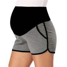 Short de Maternité pour Femme avec Poches, Idéal pour la Grossesse, L'Entraînement, la Course à Pied, le Pyjama et le Sommeil Gris S