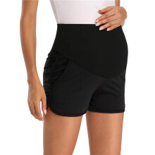 Short de Maternité pour Femme avec Poches, Idéal pour la Grossesse, L'Entraînement, la Course à Pied, le Pyjama et le Sommeil Noir XL