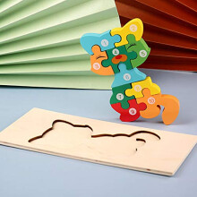 MODERNGENIC Puzzle 3D en Bois pour Enfants, Puzzles Animaux en Blocs Numériques, Jouets Éducatifs Montessori