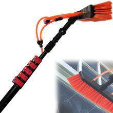 Telescopic Window Cleaning Pole 24ft Water Fed Brush Kit for Solar Panels, Windows and Vehicles
