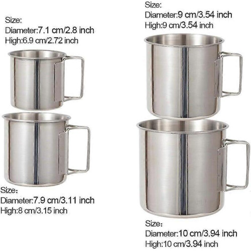 Camping Campfire Mug with Handle, Folding Big Stainless Steel Cup 4 Piece Set 2