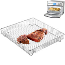 Air Fryer Basket 11.4x9.9x2 Rectangular Crisper Tray with Raised Feet for Even Crisping