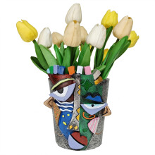 Abstract Face Planter with Drainage Hole, Modern Resin Flower Pot for Indoor Outdoor Decor, 5.9 Inch