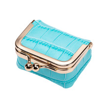 Portable Jewelry Travel Box Genuine Leather Soft Interior-Blue