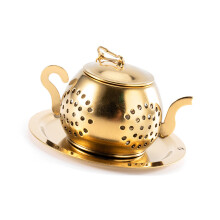 Adaptable Tea Pot with Cover Strainer Set 304 Nonrust-Gold