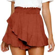Skorts Skirts for Women Fashion Wrap Skirt Flowy-brick red S