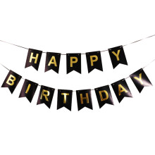 Gold Happy Birthday Banner Set Fish Tail Flags1pc