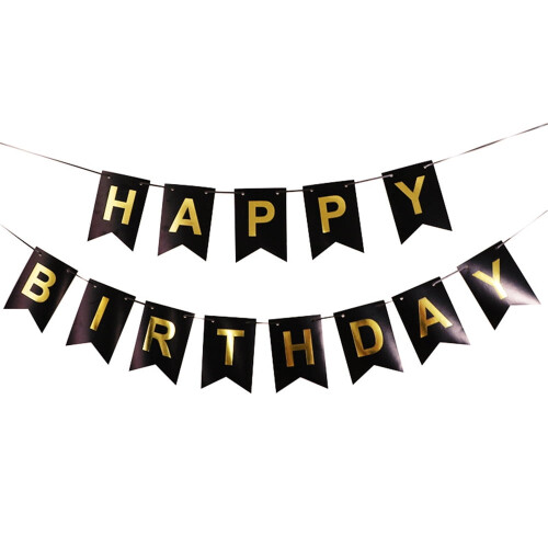 Gold Happy Birthday Banner Set Fish Tail Flags1pc