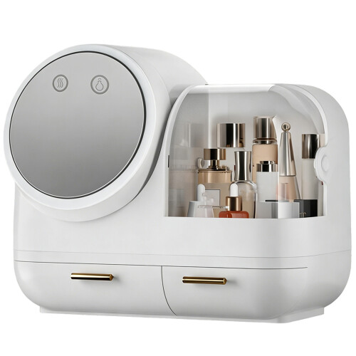 Durable ABS Plastic Cosmetic Organizers With LED Lighted-White