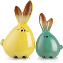 Figurine de lapin en céramique, ornement en porcelaine, lot de 2 pièces