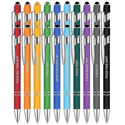 20-pack roliga kulspetspennor med metallisk design
