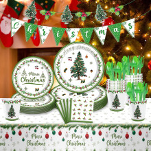 Christmas party tableware set disposable paper dishes cups