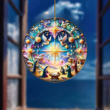 Akryl julkrubba hänge ornament 8cm