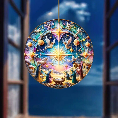 Akryl julkrubba hänge ornament 8cm