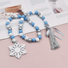 Christmas wood bead garland with tassel 6 feet