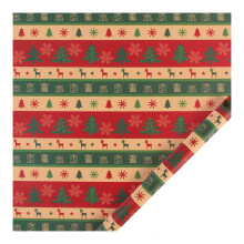 Christmas wrapping paper Santa snowflakes plaid 20x27.5