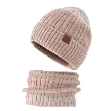 Berretti morbidi in maglia per il freddo, berretto elasticizzato con doppia fodera in pile, set 2 in 1 cappello e sciarpa termici per uomo e donna,