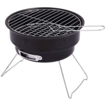 Small Round Portable Charcoal Grill for Outdoor Cooking, Compact BBQ with Easy Clean Grid