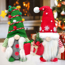 Kerstkabouter pluche decoraties set (2 stuks)