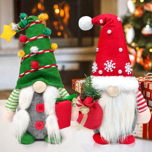 Kerstkabouter pluche decoraties set (2 stuks)
