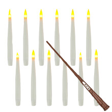 Velas flotantes LED de luz cálida parpadeante, velas cónicas sin llama que funcionan con pilas, velas flotantes con control remoto tipo varita