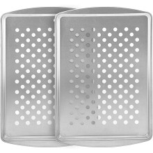 Medium Steel Grill Trays Set of 2, Perforated Airflow Design for Barbecue Vegetables and Seafood