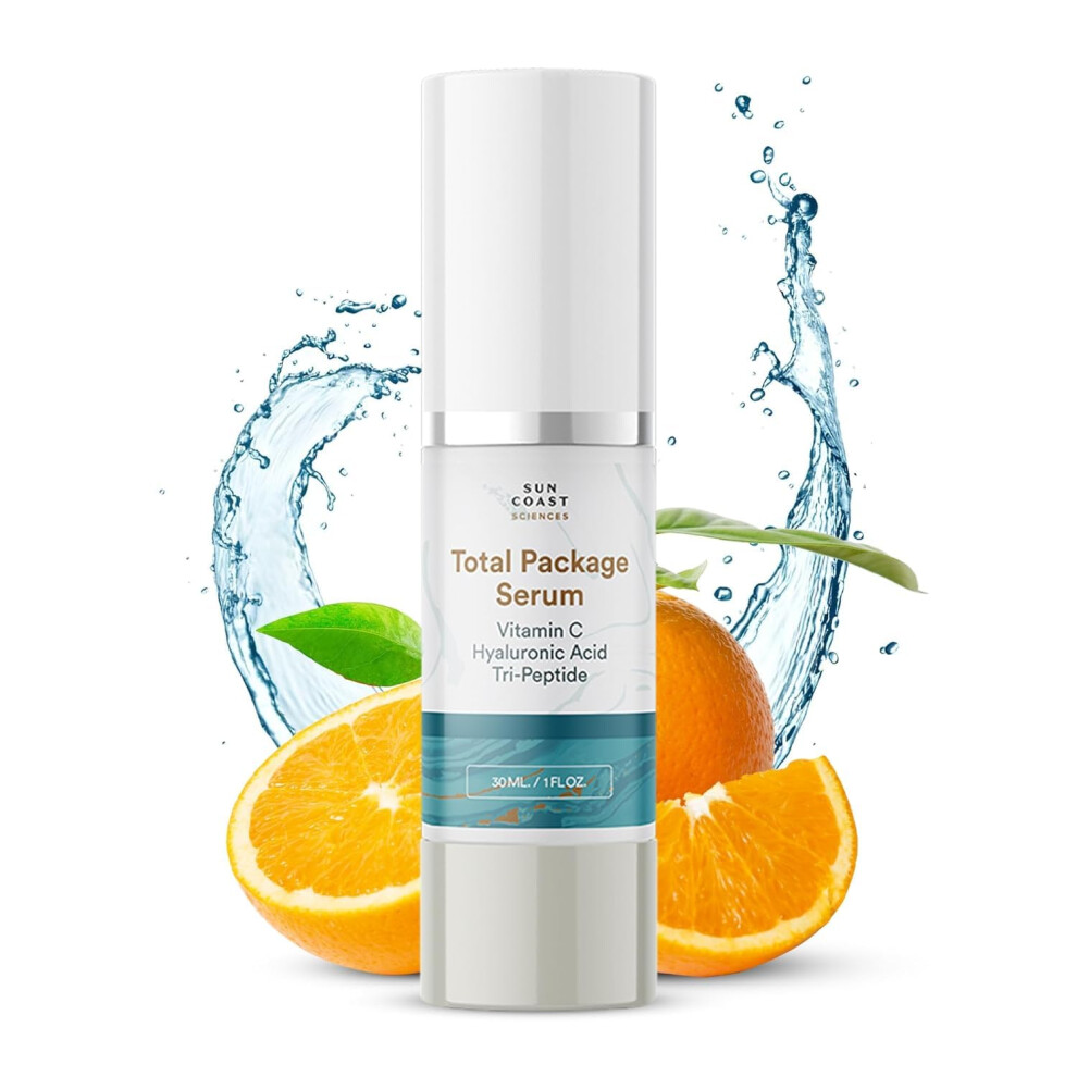 Vitamin C Serum with Hyaluronic Acid and Peptides, Brightening Anti Aging Face Serum 1oz