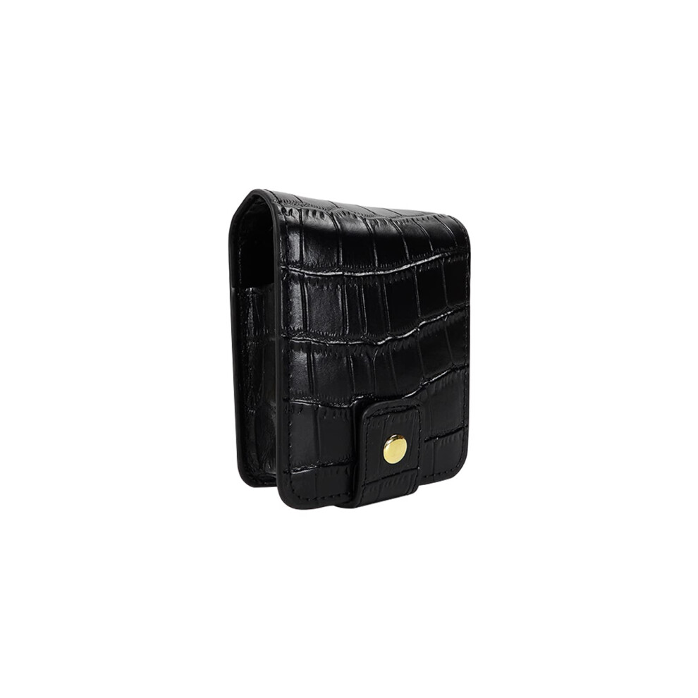 Black Lipstick Case With Mirror Pu Leather Holder Mini Makeup Bag For Lipsticks And Lip Gloss