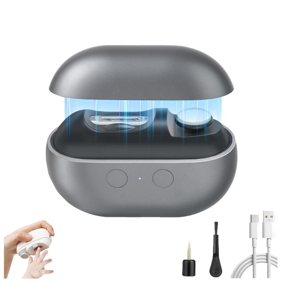 Light/Gray Easyclip Electric Nail Clipper For Seniors, Rechargeable Smart Nail Trimmer With Led And Onetouch Polishing (Gray)