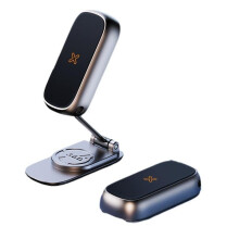 720 Rotatable Aluminum Magnetic Car Phone Holder, Foldable Dashboard Mount for GPS and Smartphone