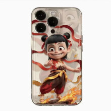 Phone Case for iPhone 14 Pro, Cute Anime TPU Protective Cover with Shock Absorbing Edges and Lanyard
