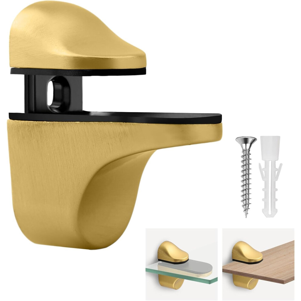 Adjustable Glass Shelf Brackets Gold Zinc Alloy Wall Mount Clamp For 3Mm22mm Floating Glass Shelves 9330225720256