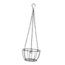 Hanging Flower Basket Iron Planter with Chain Black Wire Design for Balcony Garden Indoor Outdoor Plants