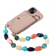 Leather Wallet Case with Card Holder, Stand Ring and Clip, 2 in 1 Design Khaki for iPhone 15