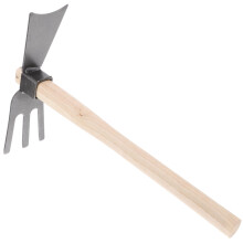 Heavy Duty Dual Head Garden Hoe with Wooden Handle, Durable Iron Construction for Digging and Raking