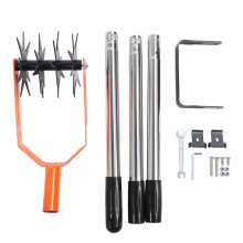 Garden Cultivator Tool with Adjustable Handle and Rotating Star Wheels, Stainless Steel Hand Tiller for Soil Loosening and Lawn Reseeding