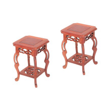 Pack of 2 Antique Wooden Plant Stands, Rustic Indoor Flower Pot Holders for Home and Office Decor