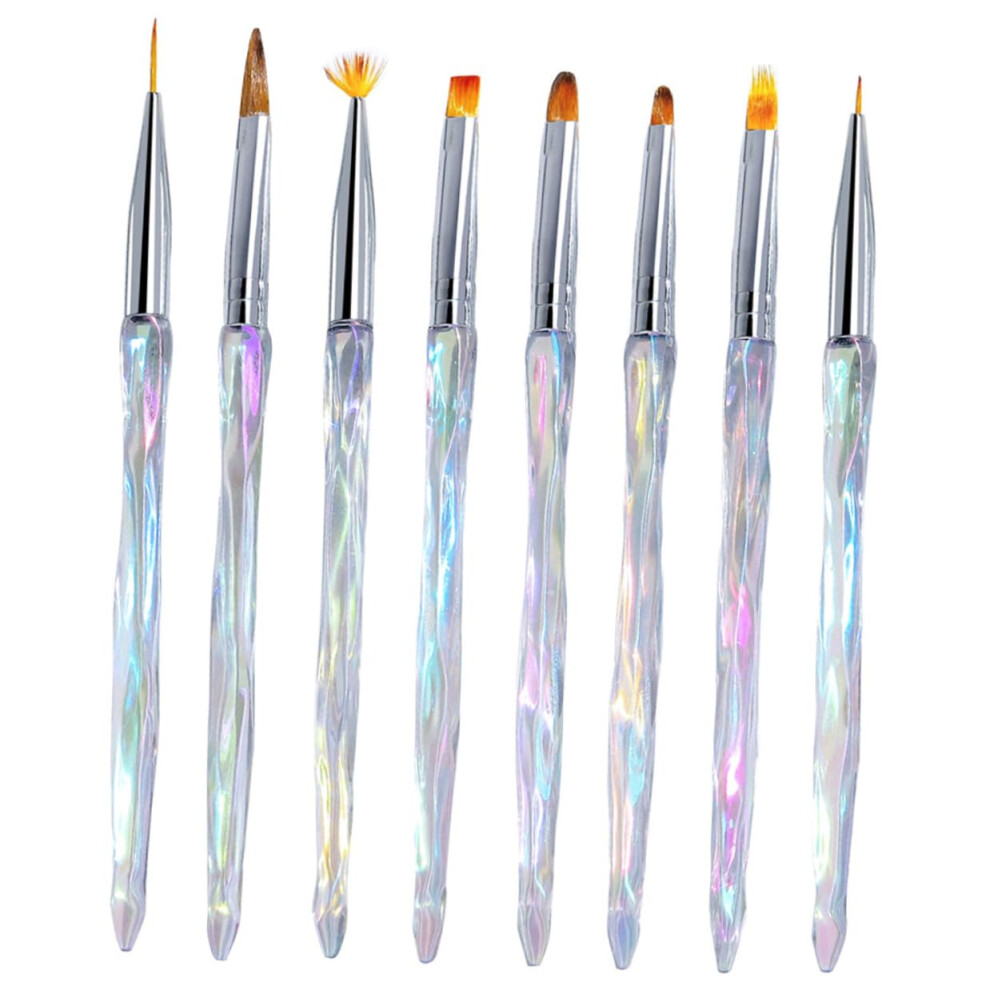 8Pcs Nail Art Brushes Set for Precision Line Drawing, Professional Fine Detail Pens for Salon and Beginner Use