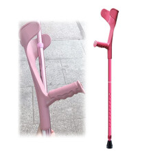 Foldable Forearm Crutch for Adults, Adjustable Pink Walking Cane for Women with Ergonomic Grip