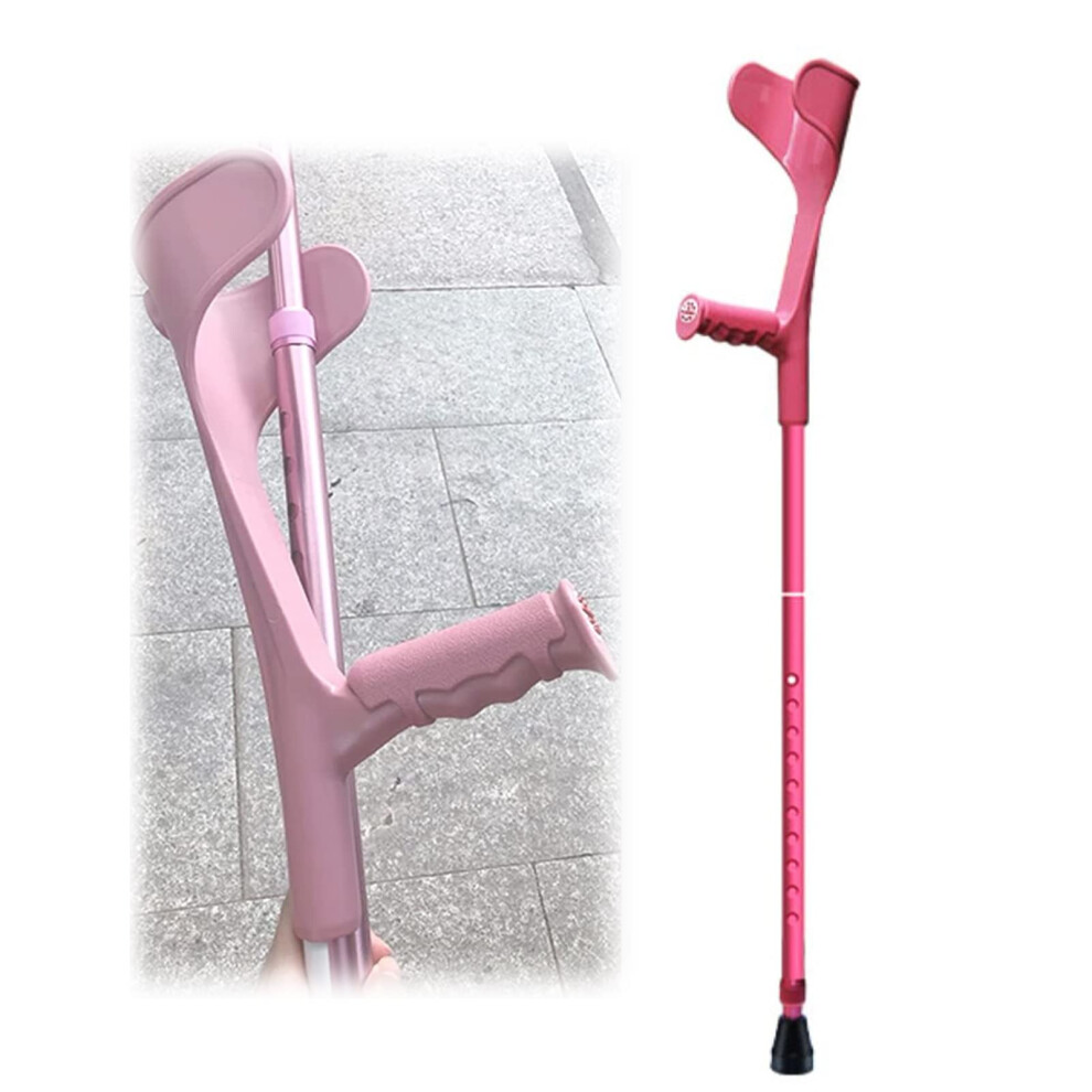 Pink Foldable Forearm Crutch For Adults, Adjustable Walking Cane For Women With Ergonomic Grip