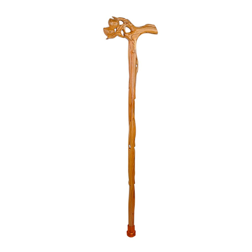 Peach Handcrafted Solid Wood Walking Cane With Ergonomic Handle, Adjustable 97Cm Mahogany Walking Stick