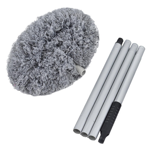 Microfiber Extendable Duster for  Ceilings with Flexible Head and Lightweight Aluminum Handle, Gray
